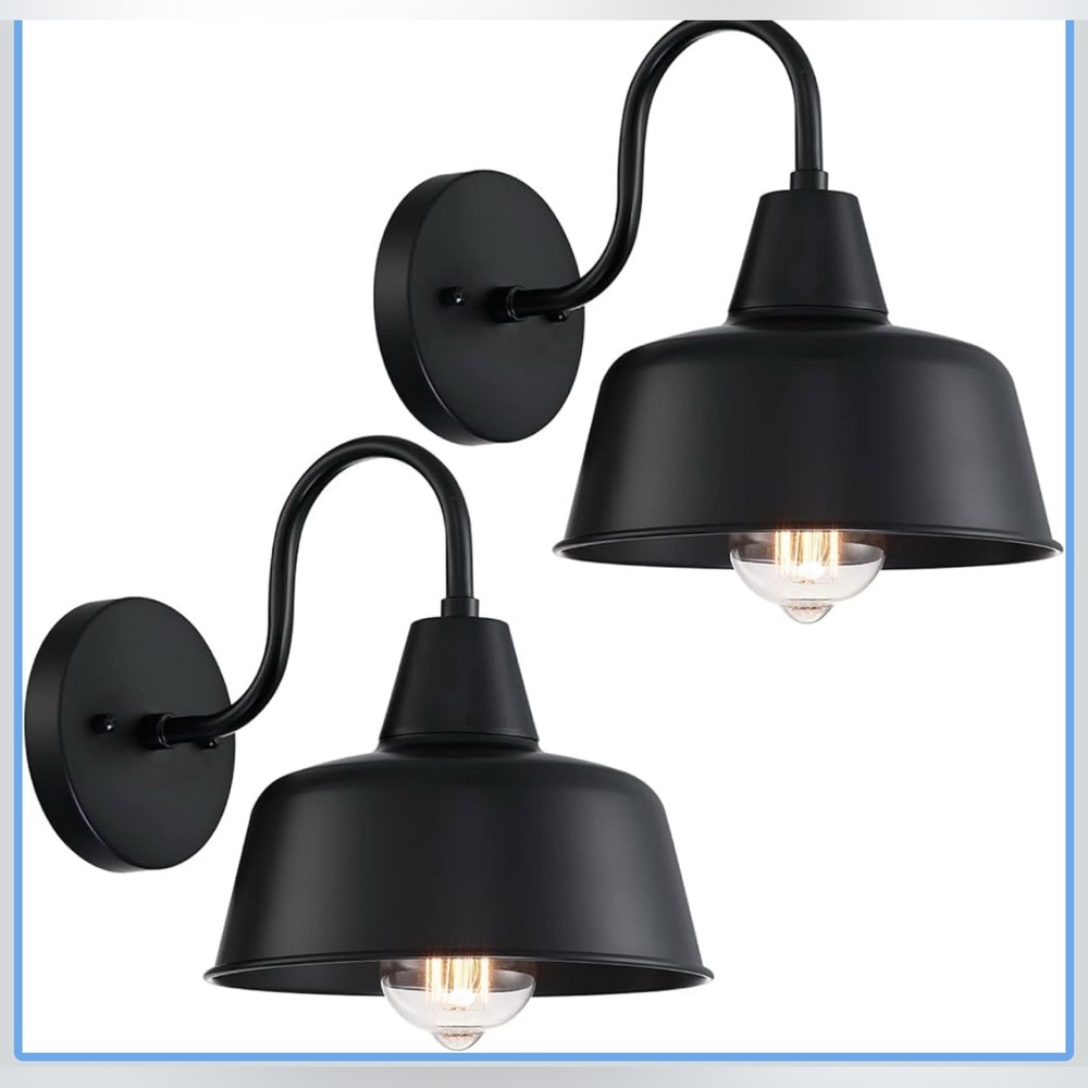 Indoor Outdoor Wall lights 2Pack Modern farmhouse Gooseneck barn light Black NEW